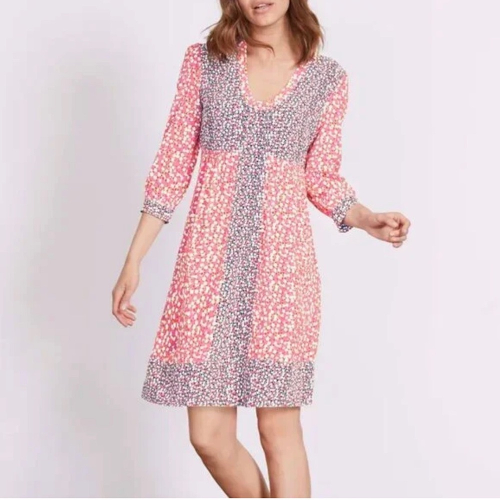 Boden Mollie Tunic Shift Patchwork Boho Dress Pink Red Size 4